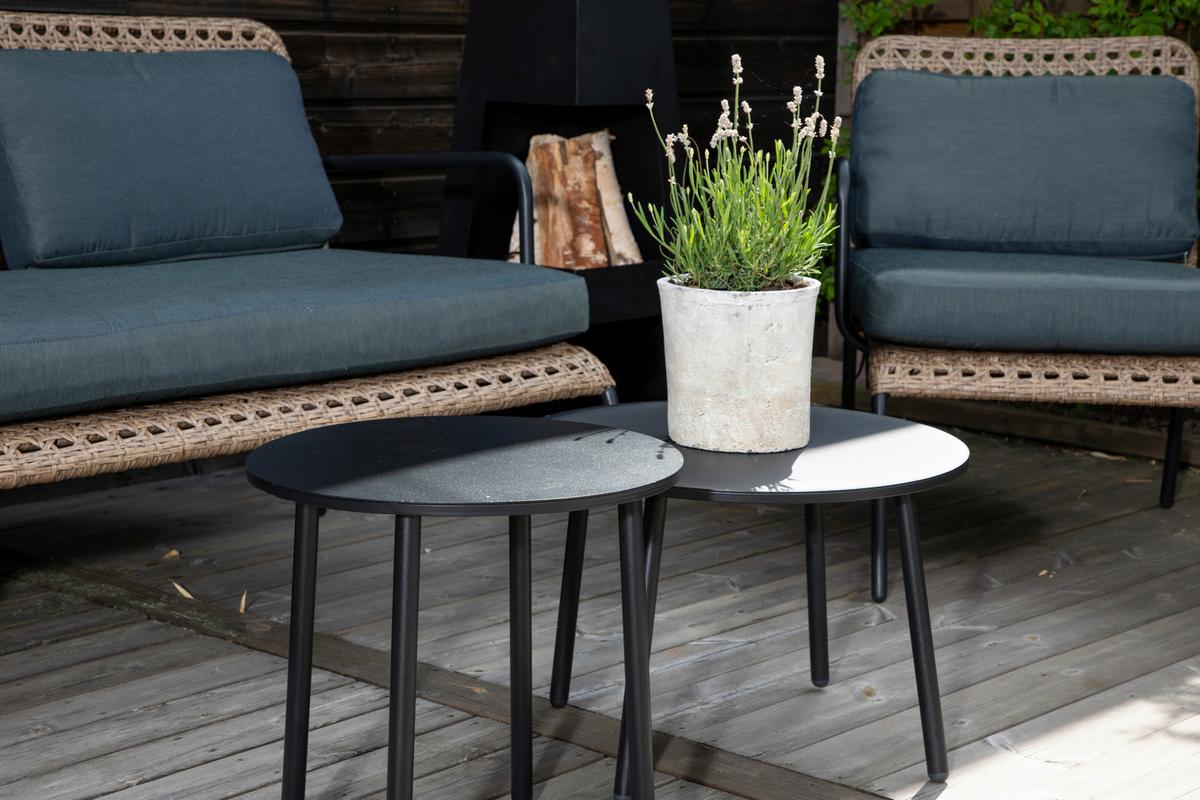 Loungegarnitur 5-tlg Paola Holz/metall Mit Kissen - Dunkelgrau/Schwarz, KONVENTIONELL, Naturmaterialien/Holz - Gardenson