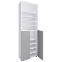 SCHUHSCHRANK Lona Grau Weiß - Schwarz/Weiß, Design, Holzwerkstoff (70/220/40cm) - MID.YOU
