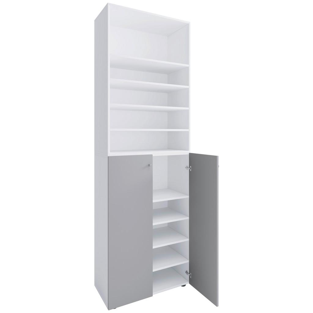 SCHUHSCHRANK Lona Grau Weiß