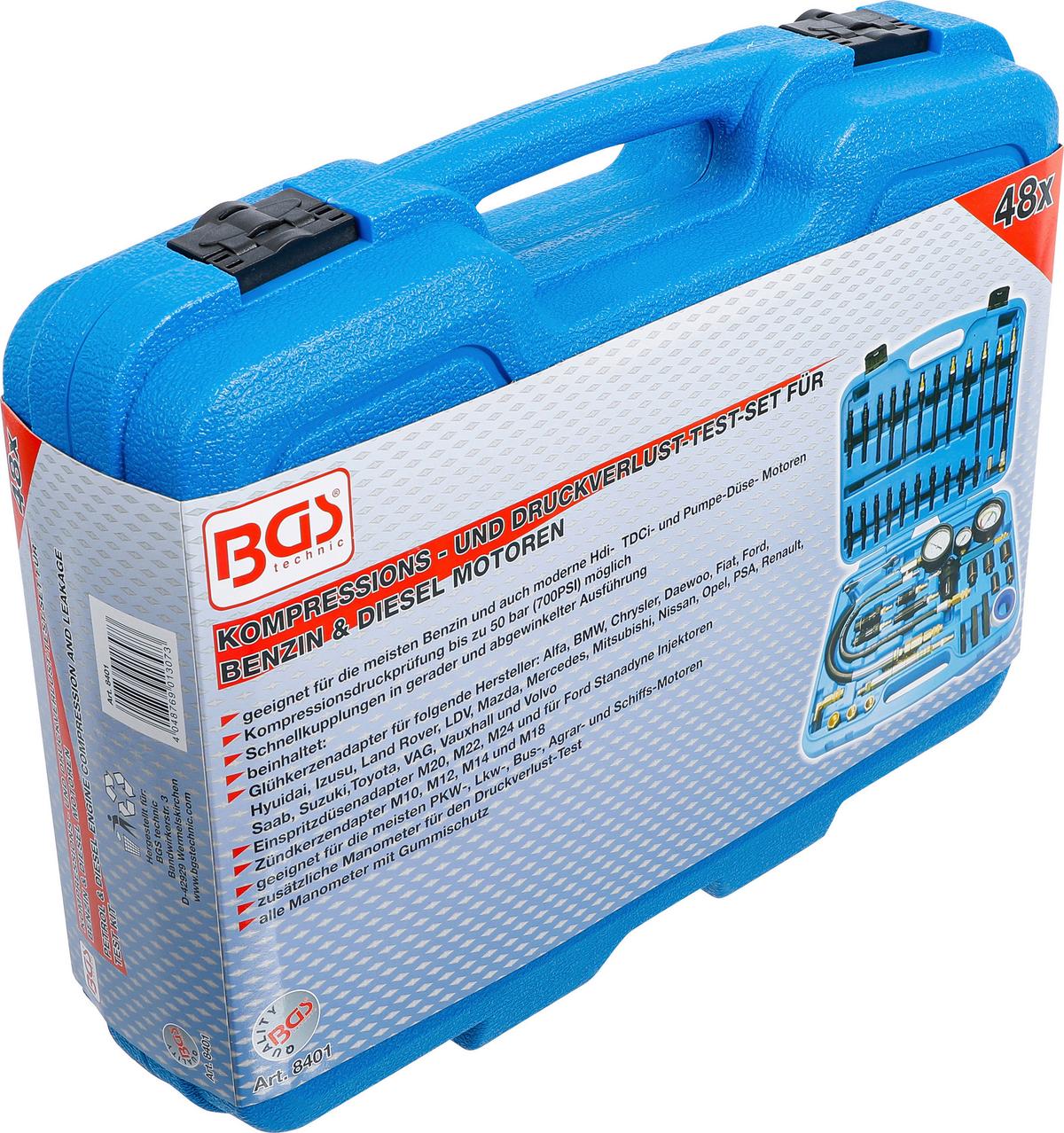Kompressionstester-satz 8401 - Blau/Schwarz, Basics (42,3/32,5/10,5cm)