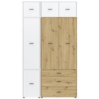 Kleiderschrank Kivo Eiche Artisan, Weiß, B: 135 cm - Weiß/Eiche Artisan, Basics, Holzwerkstoff (135/239,40/52,1cm)