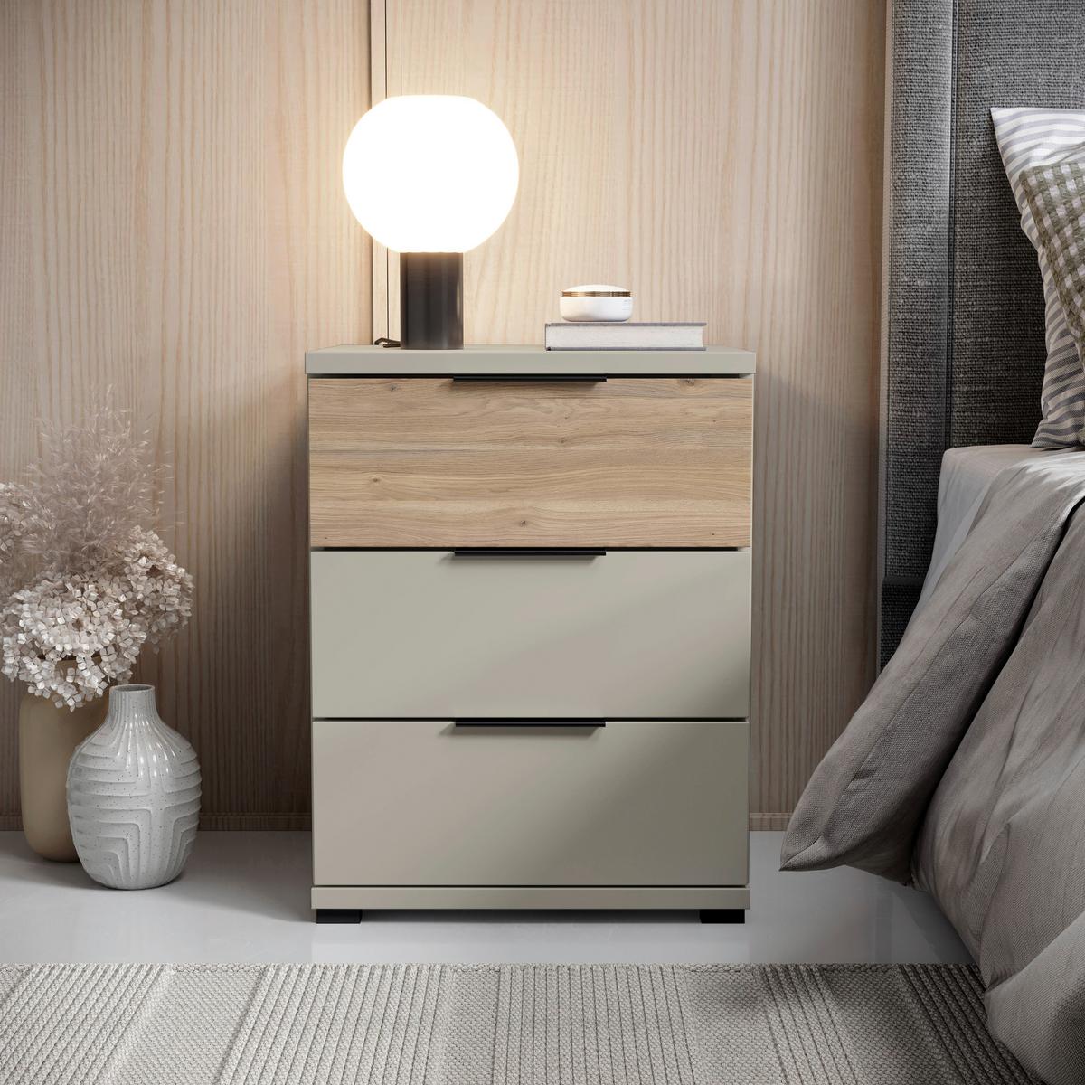 Nachtkästchen Tessona B: 46 cm Kaschmir - Kaschmir/Eichefarben, Trend, Holzwerkstoff (46/61/42cm)