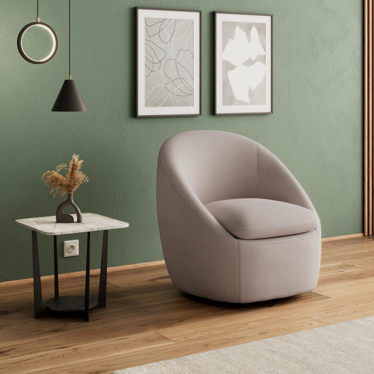 Relaxačné kreslo DORA, krémová ženilka - čierna/krémová, Modern, kov/drevo (77/74/73cm) - Bessagi Home