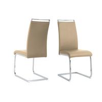 Stuhl-set Lederlook Taupe, B: 42cm - Taupe/Silberfarben, Design, Kunststoff/Textil (42/101/58cm) - Livetastic