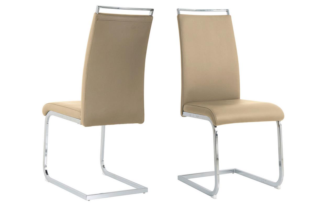 Stuhl-set Lederlook Taupe, B: 42cm - Taupe/Silberfarben, Design, Kunststoff/Textil (42/101/58cm) - Livetastic