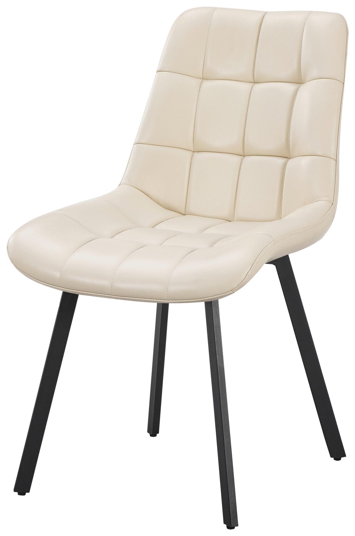 Vierfußstuhl Neva Beige B: 51 cm - Beige/Schwarz, MODERN, Leder/Metall (51/88/62cm) - Livetastic