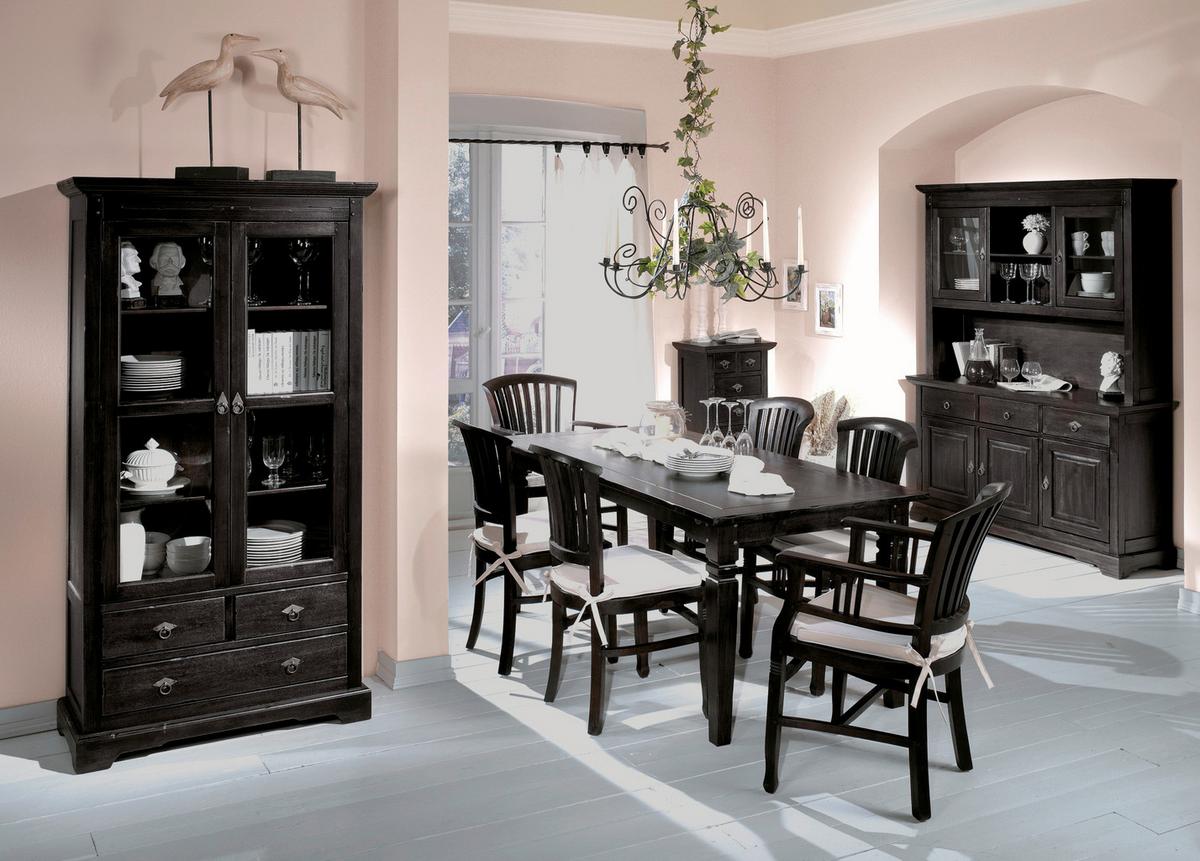 Buffetaufsatz Akazie Antik B: 148cm - Schwarzbraun, Design, Holz (148/110/34cm) - MID.YOU