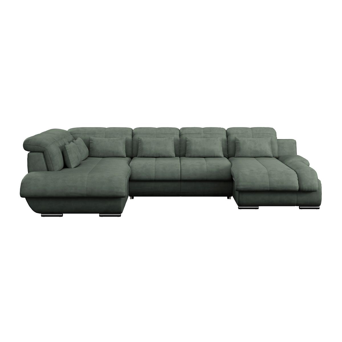 Sedací souprava MULTI tvar U, světle zelená - světle zelená/barvy chromu, Moderní, kov/textil (228/345/184cm) - Luca Bessoni