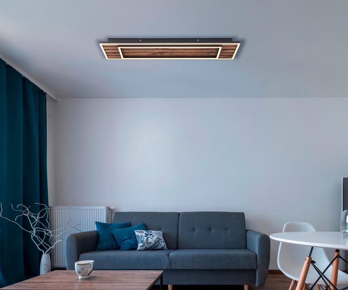 Led-deckenleuchte 67345d2 Woody - Dunkelbraun/Schwarz, Natur, Holzwerkstoff/Kunststoff (80/20/6cm) - Globo