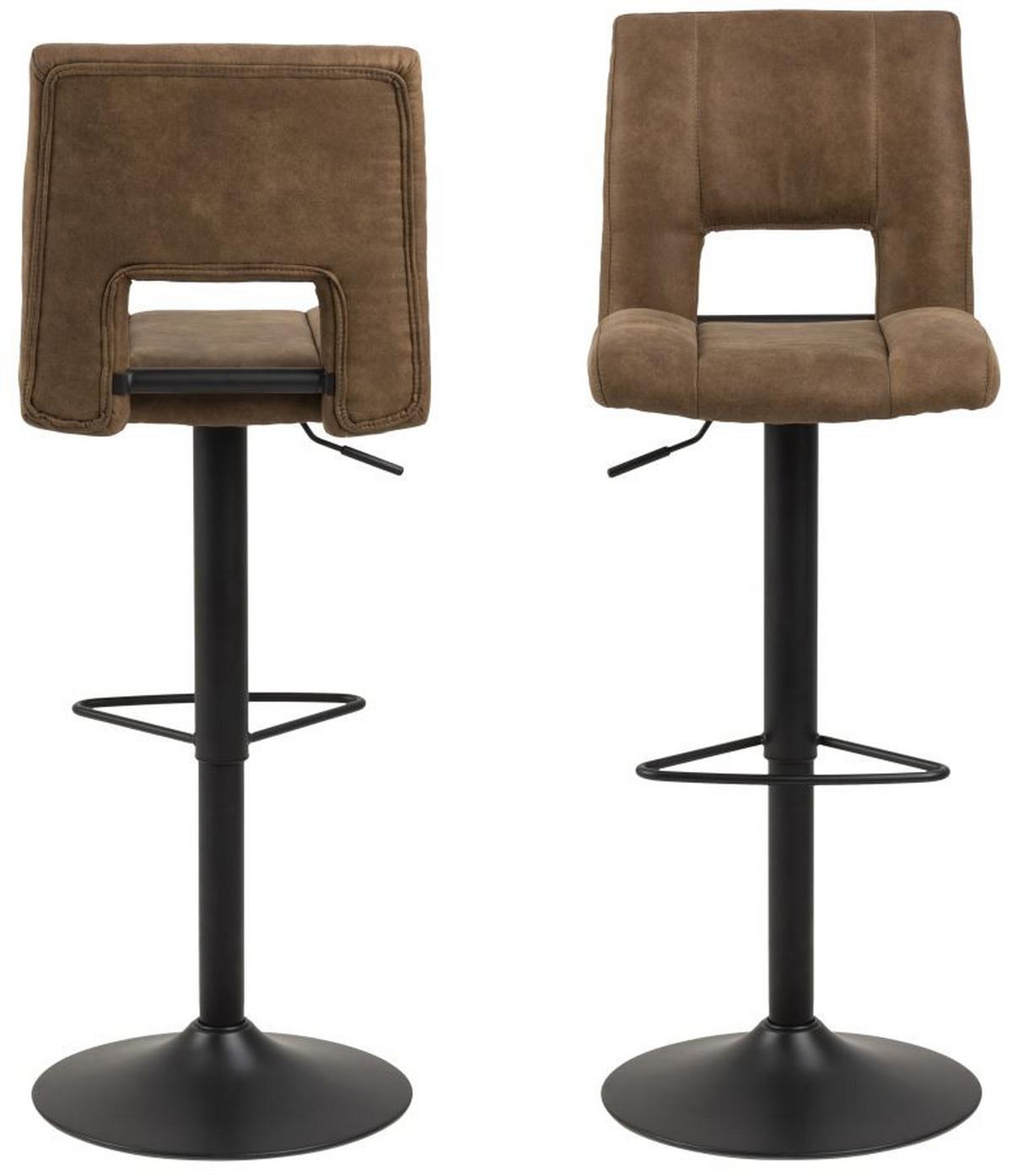 Barhocker höhenverstellbar mit Lehne Sylvia Hellbraun - Hellbraun/Schwarz, Design, Textil/Metall (41,5/94-115/52cm) - Carryhome