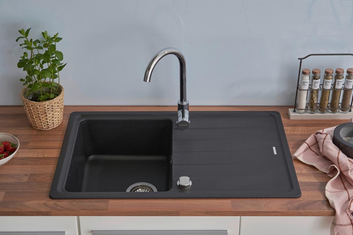 Spüle Respekta Stein Bxt: 78x50 Cm - Schwarz, Trend, Stein (78/18,5/50cm) - Respekta