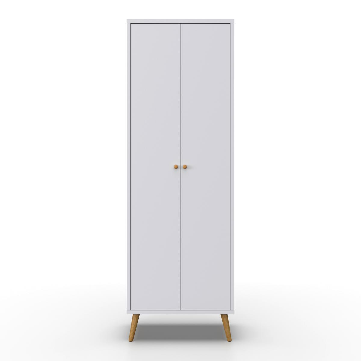 Šatní skříň LUDO bílá - bílá/přírodní barvy, Moderní, kov/dřevo (60/180/40cm) - Bessagi Home
