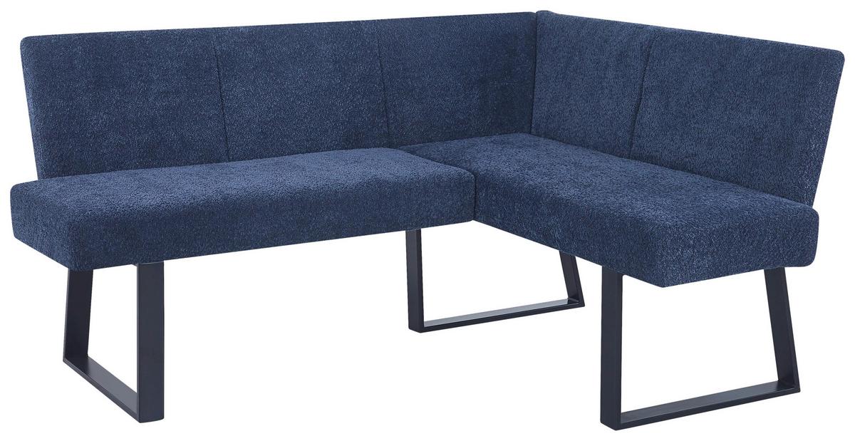 Eckbank Terri Dunkelblau, S: 160x130 Cm - Schwarz/Dunkelblau, KONVENTIONELL, Textil/Metall (160/130cm) - MID.YOU