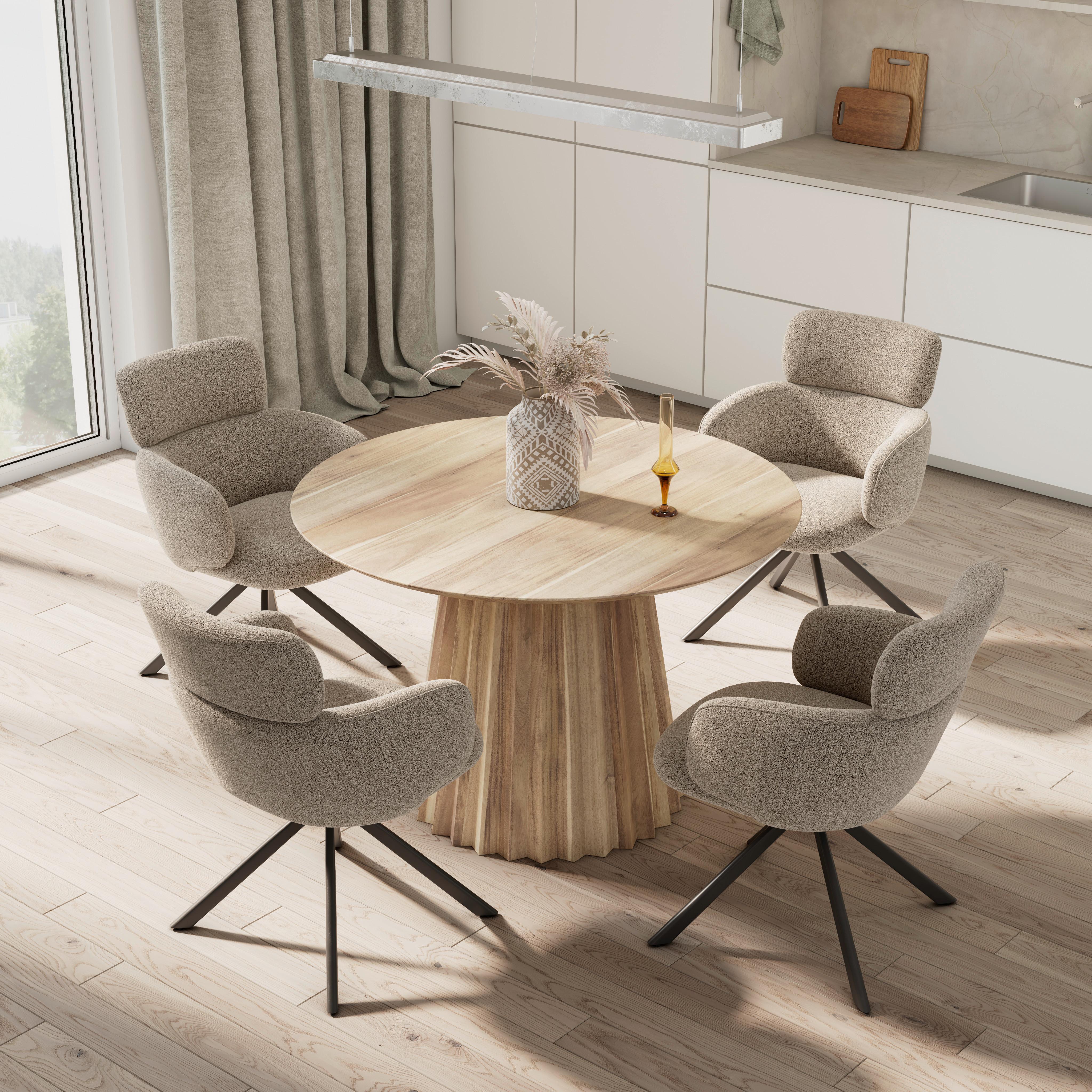 ŽIDLE S PODRUČKAMI LIORA - černá/hnědá, Moderní, kov/textil (57,5/84/61cm) - Bessagi Home