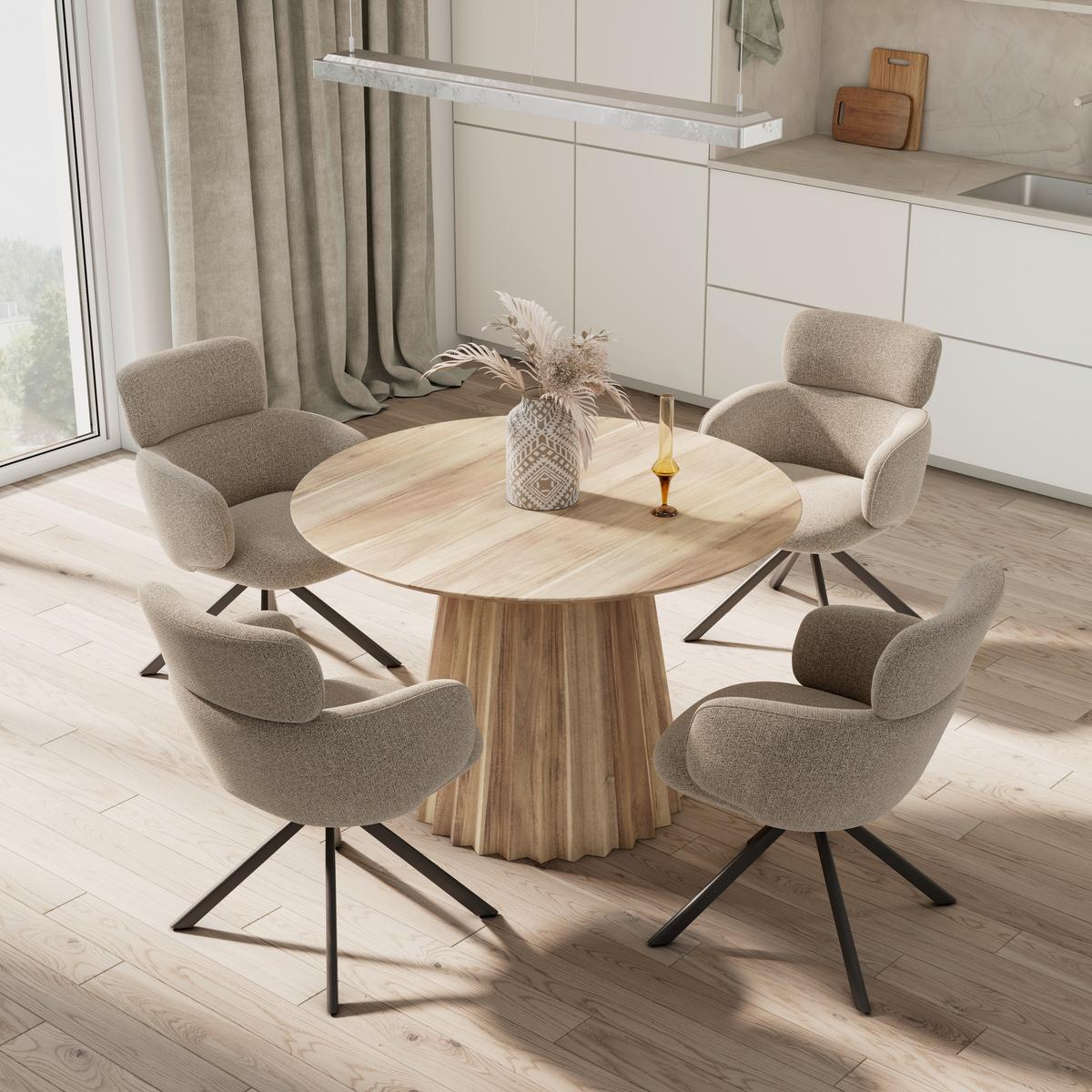 ŽIDLE S PODRUČKAMI LIORA - černá/hnědá, Moderní, kov/textil (57,5/84/61cm) - Bessagi Home