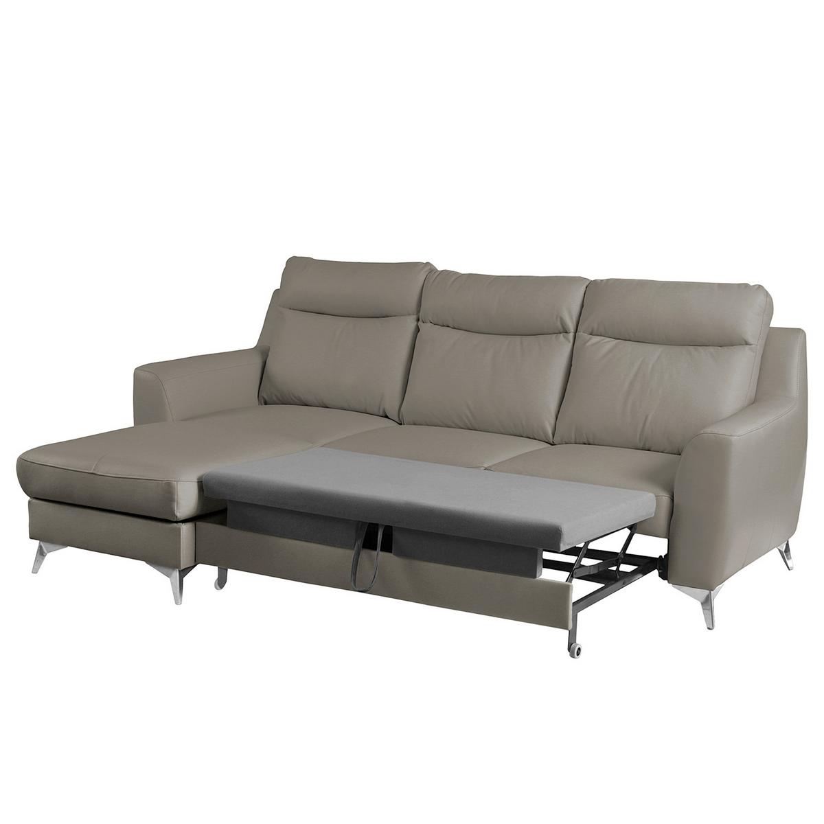 Ecksofa Gio Schlammfarben S: 236x168 Cm - Chromfarben/Schlammfarben, Design, Leder/Textil (236/168cm) - Livetastic
