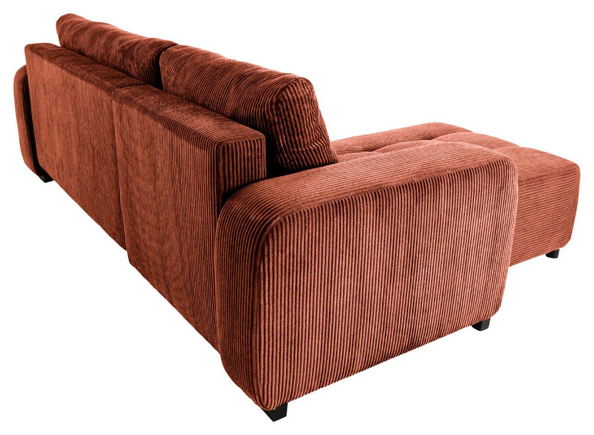 Ecksofa mit Bettfunktion Marseille, terracotta - Terracotta/Schwarz, Trend, Holz/Holzwerkstoff (240/155cm)