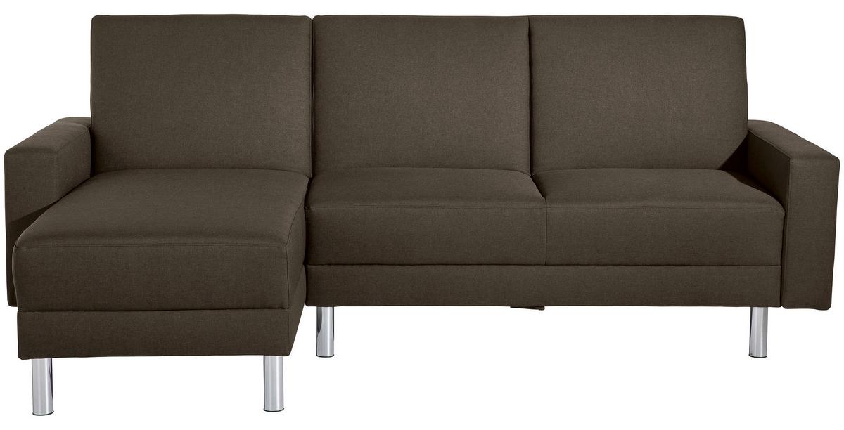 Ecksofa mit Schlaffunktion Just Fashion Braun - Chromfarben/Braun, KONVENTIONELL, Textil (152/230cm) - Max Winzer