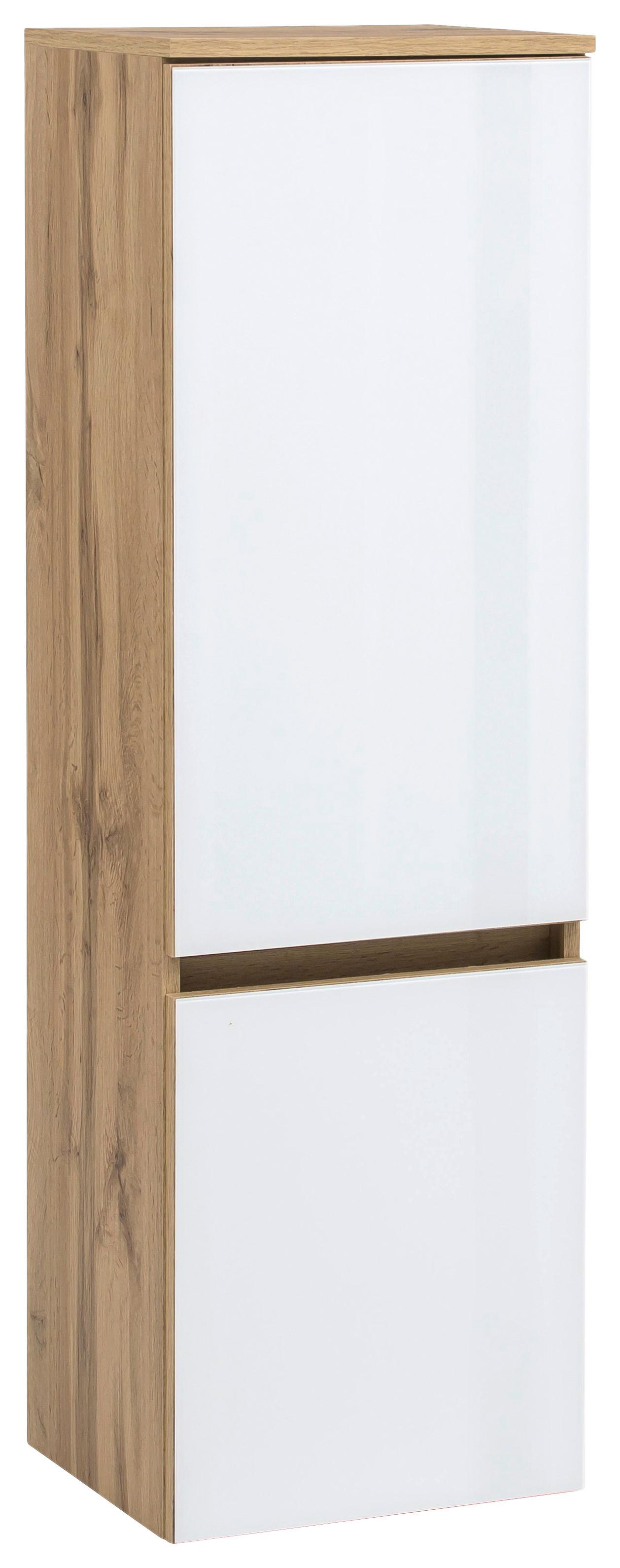 Midischrank m. Türdämpfung Helsinki 40cm Weiß/Eiche Dekor