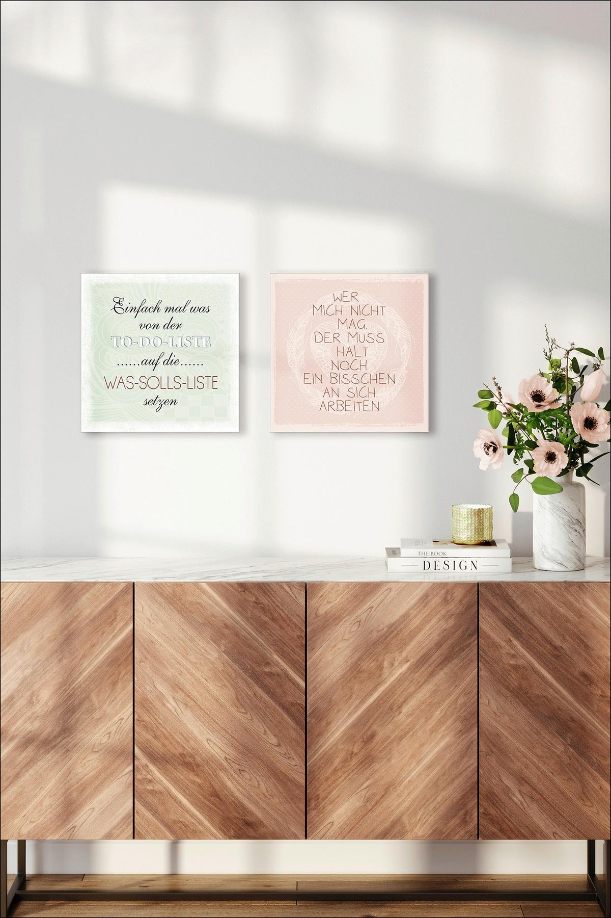 Wandbild Weisheit Altrosa Mit Spruch 29x29 Cm - Altrosa, MODERN, Holzwerkstoff (29/29cm)