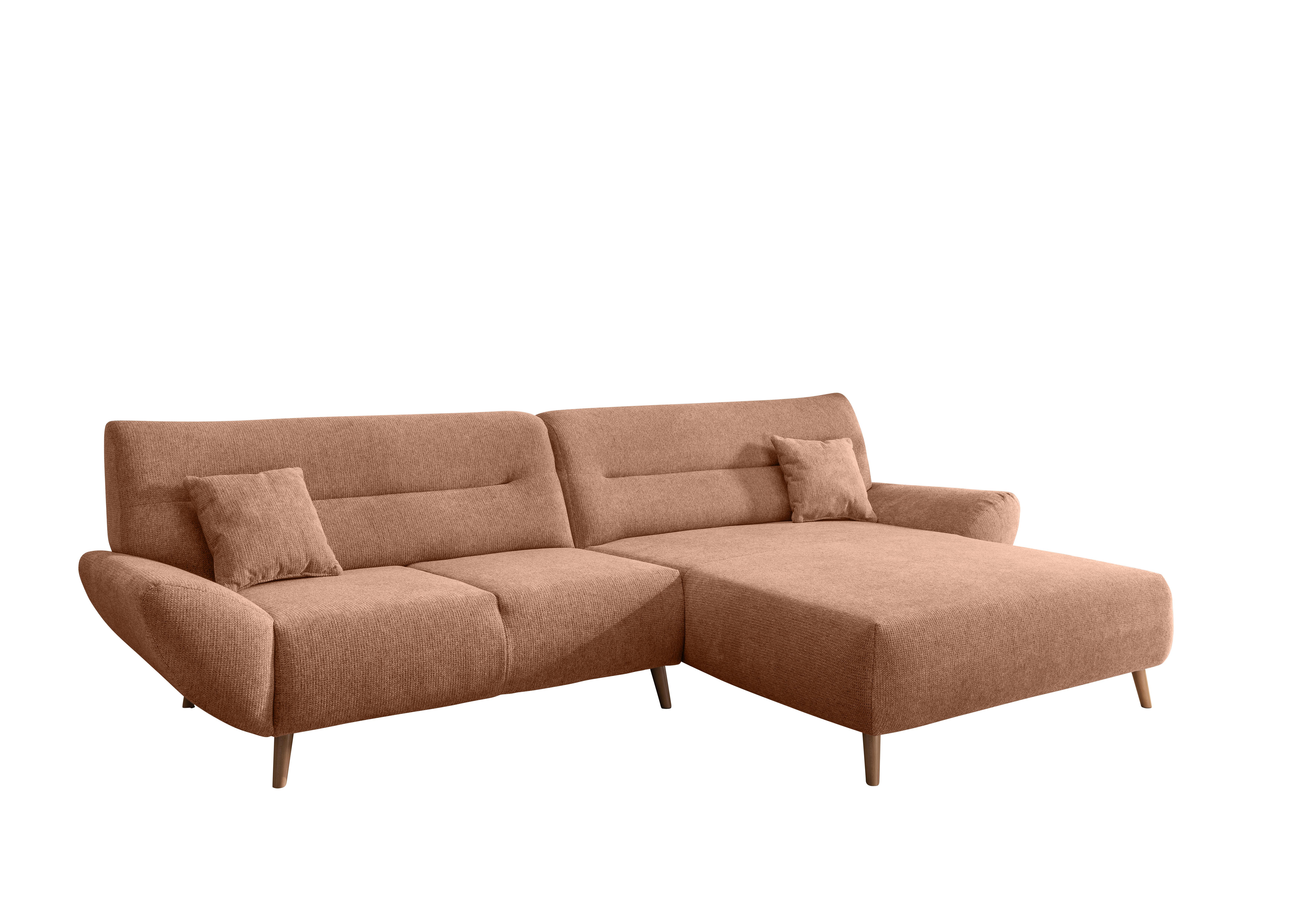 Ecksofa Chenille Koralle S: 290x166 cm - Wildeiche/Koralle, MODERN, Textil (290/166cm) - MID.YOU