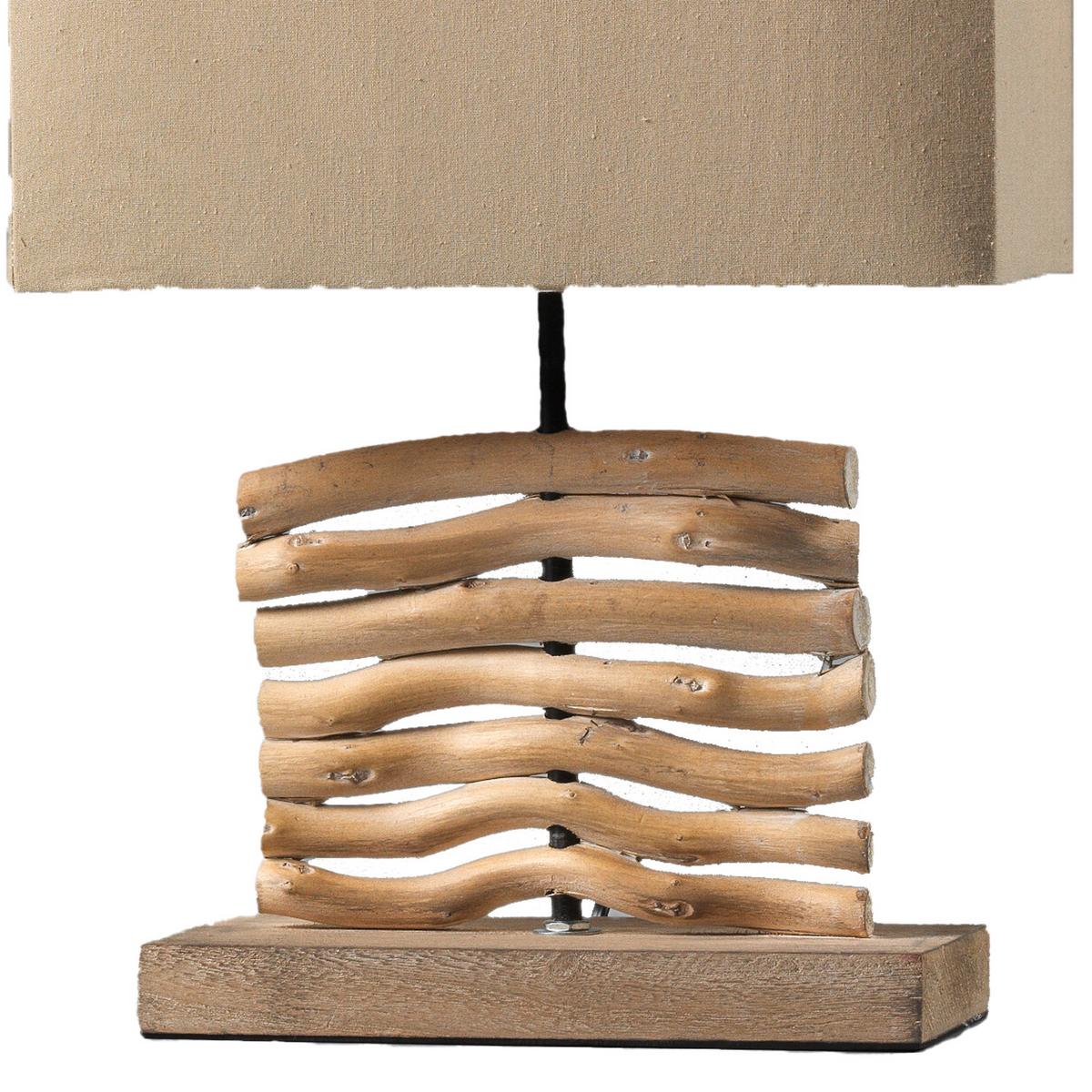 Nachttischleuchte 4850/l - Hellbraun, Natur, Holz/Textil (24/12/38cm)