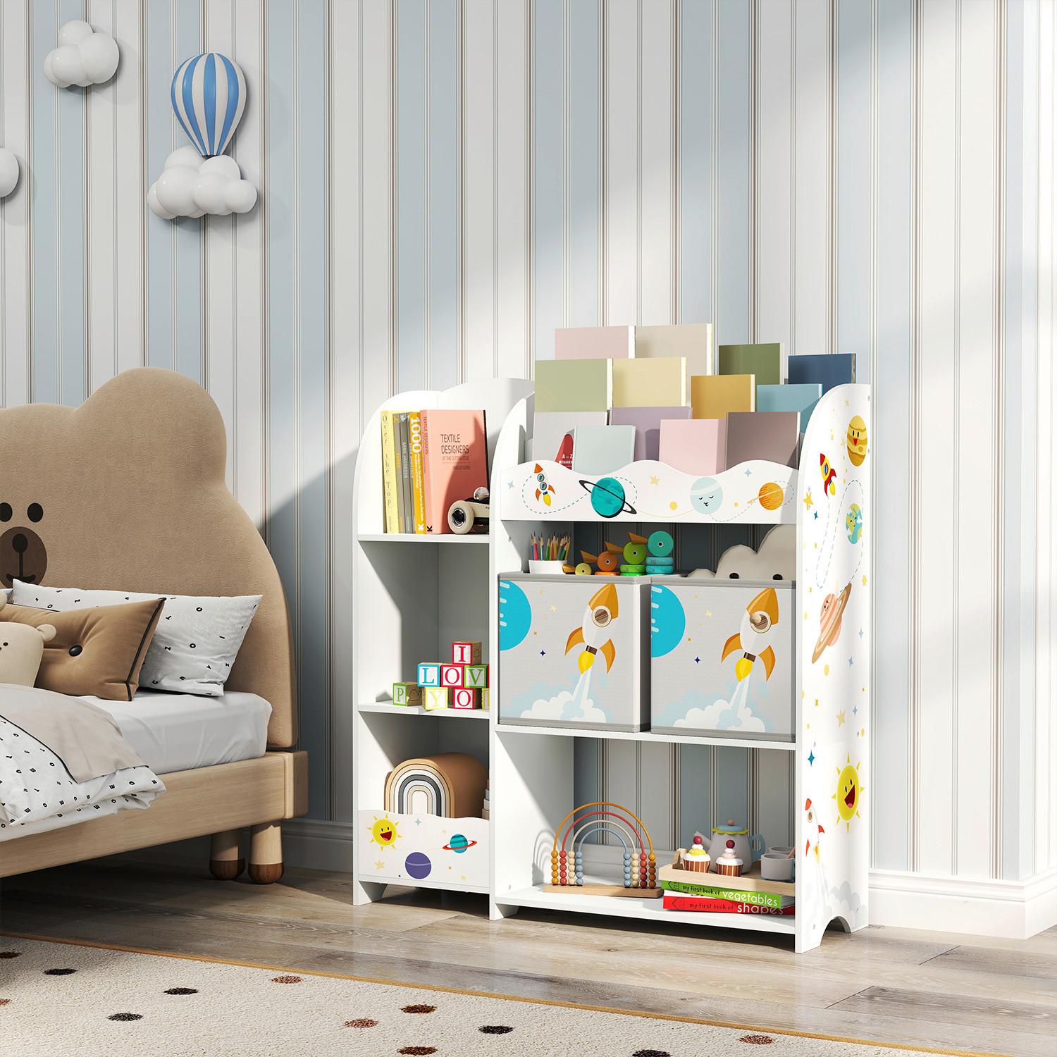 Kinderregal Weiß B: 93 cm - Weiß, Basics, Holzwerkstoff/Textil (93/100/30cm)