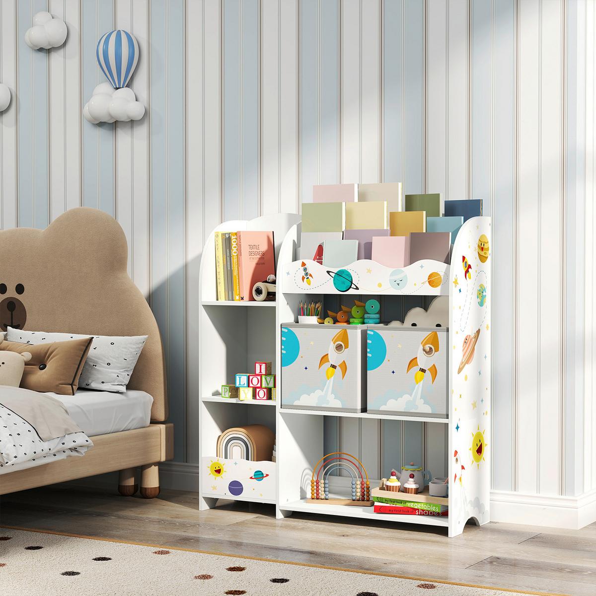 Kinderregal Weiß B: 93 cm - Weiß, Basics, Holzwerkstoff/Textil (93/100/30cm)