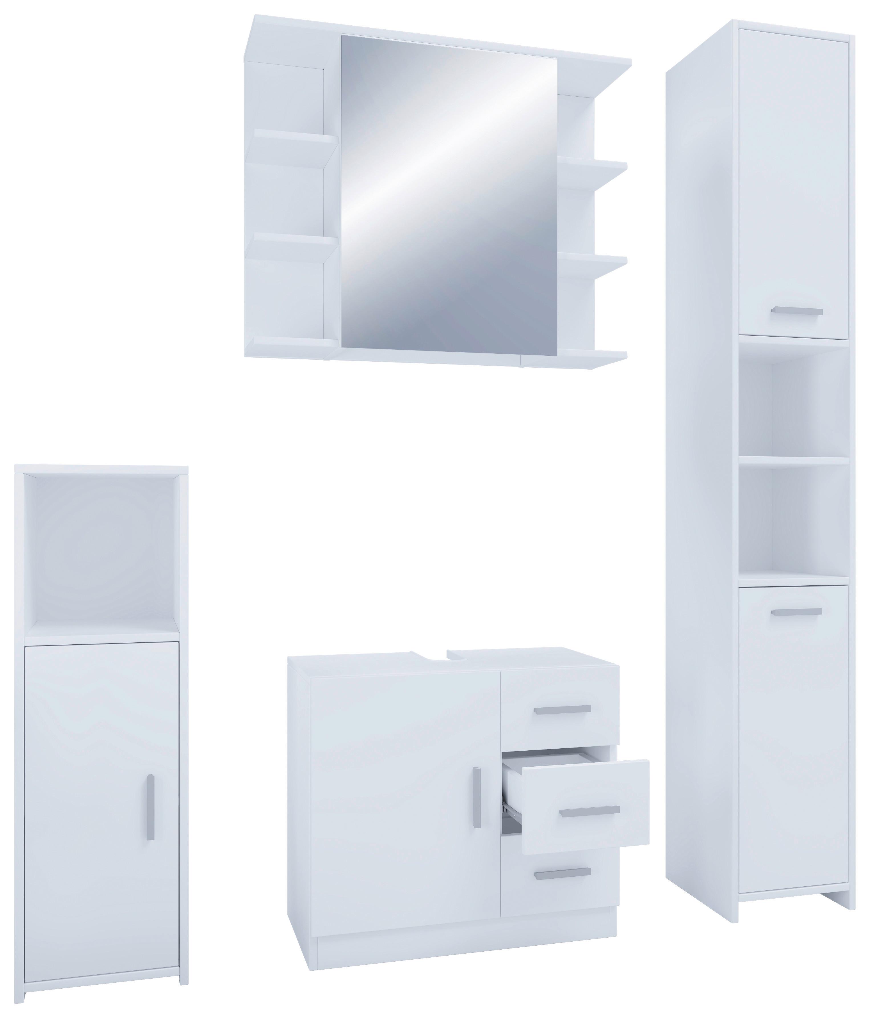 Badmöbel-Set 4-Tlg. Zalo B: 140 cm Weiß