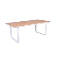 Gartentisch Venice - Weiß/Braun, Basics, Kunststoff/Metall (200/100/75cm) - Gardenson