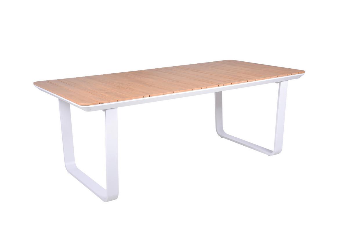 Gartentisch Venice - Weiß/Braun, Basics, Kunststoff/Metall (200/100/75cm) - Gardenson