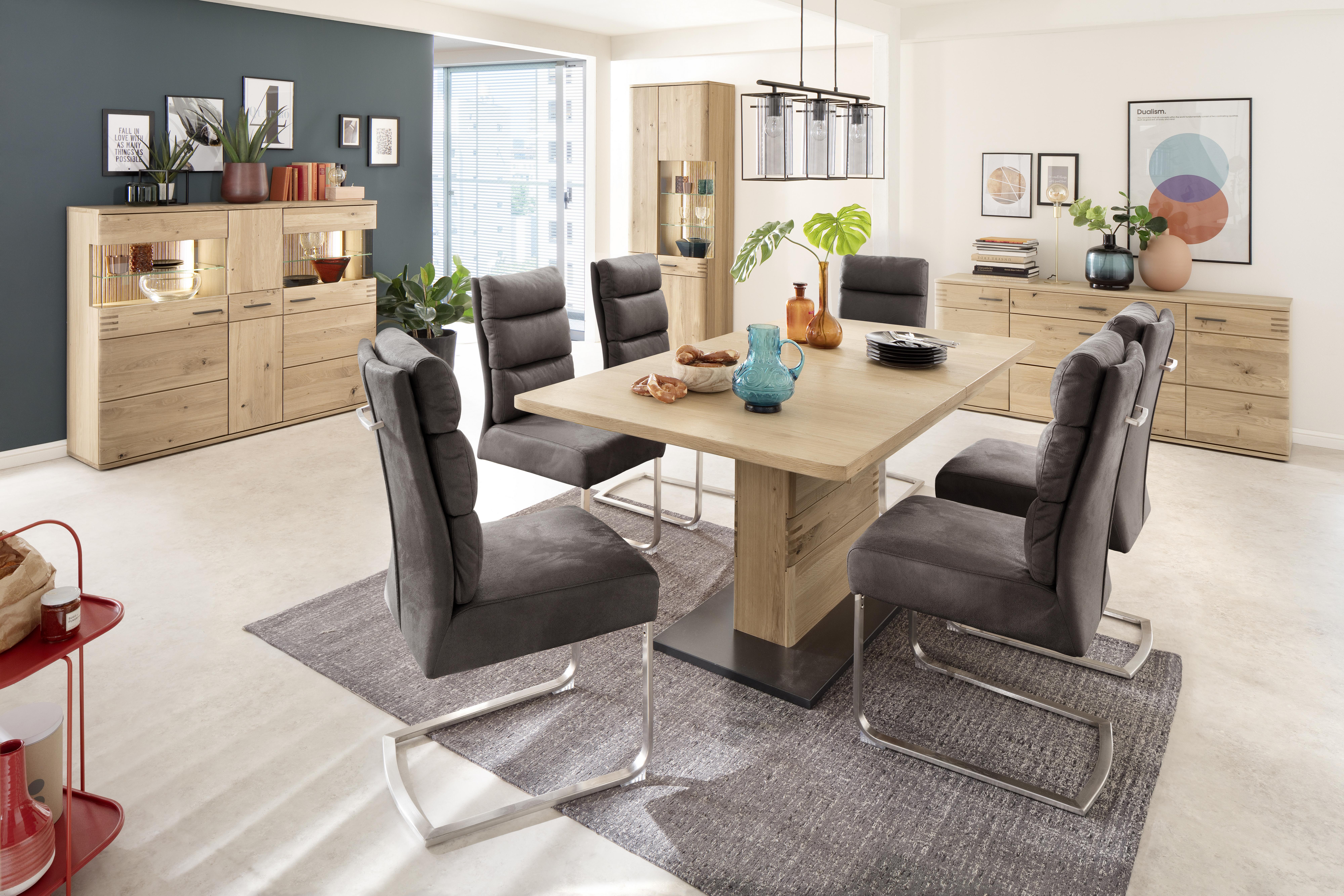 Esstisch ausziehbar Salvador 180-280x100 cm Anthrazit/Eiche - Eichefarben/Anthrazit, Design, Holz/Holzwerkstoff (180/100/77cm) - Livetastic