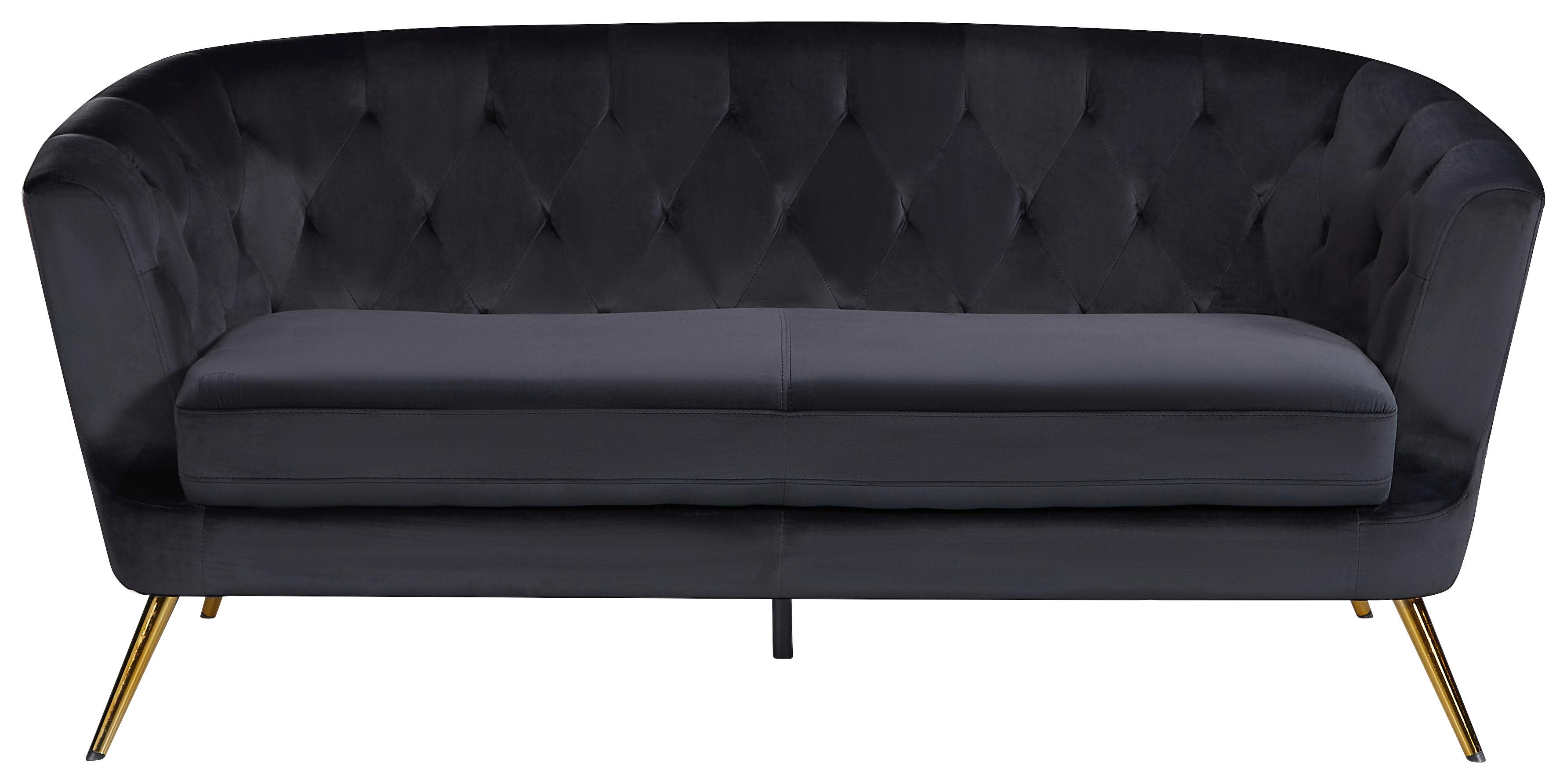 3-Sitzer-Sofa Lita Schwarz B: 183 cm - Dunkelgrün/Goldfarben, MODERN, Textil/Metall (183/78/83cm) - Ti'me