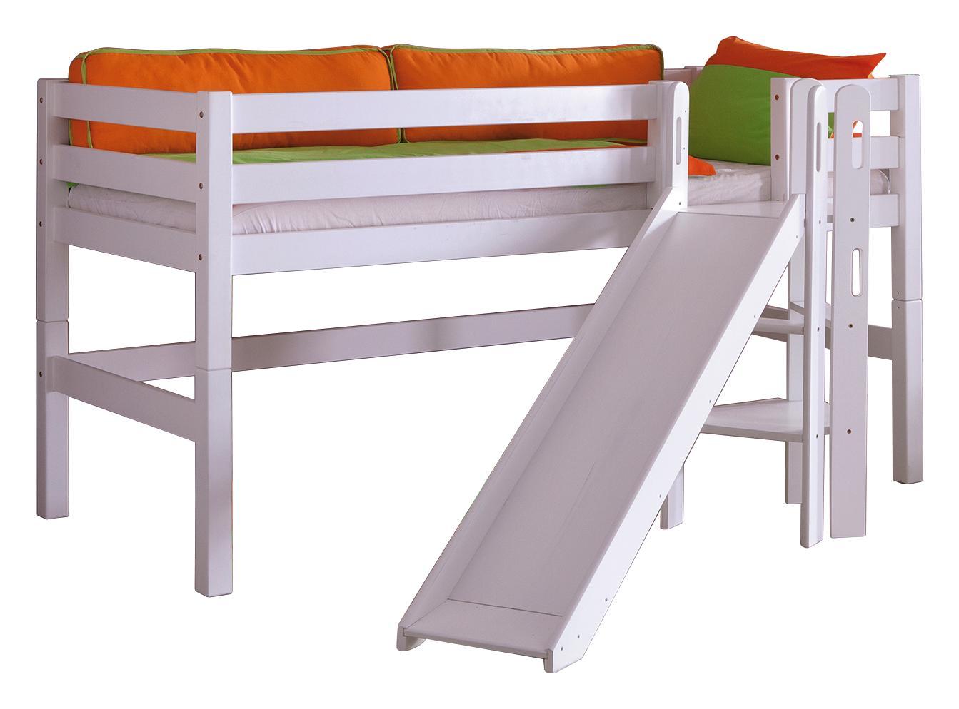 Spielbett Eliyas 90x200 cm Buche Massiv - Weiß, Design, Holz (90/200cm)