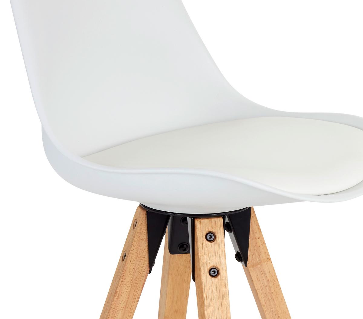 Barhocker mit Lehne Levi Weiß/Kautschukholz - Weiß/Naturfarben, MODERN, Holz/Kunststoff (48,5/111,5/55cm) - MID.YOU