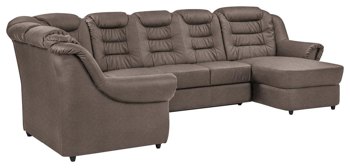 Wohnlandschaft Boston Taupe Chenille - Taupe/Schwarz, KONVENTIONELL, Textil (216/333/165cm) - Livetastic