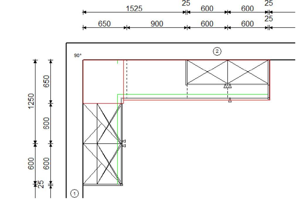 Plánovatelná kuchýň PLAN rozměr rohu 185x275 cm