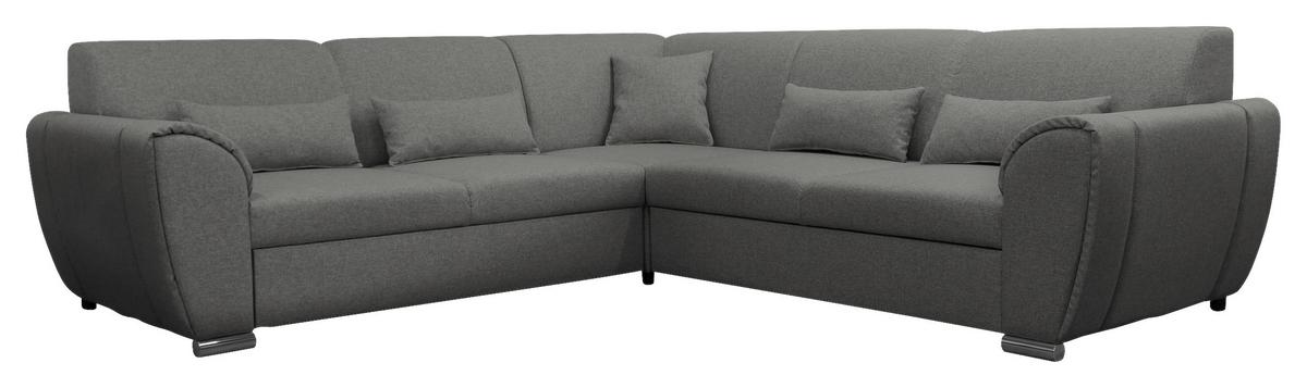 Ecksofa Delux Grau Mit Schlaffunktion Ottomane Links - Silberfarben/Grau, Design, Textil (266/266cm) - Livetastic