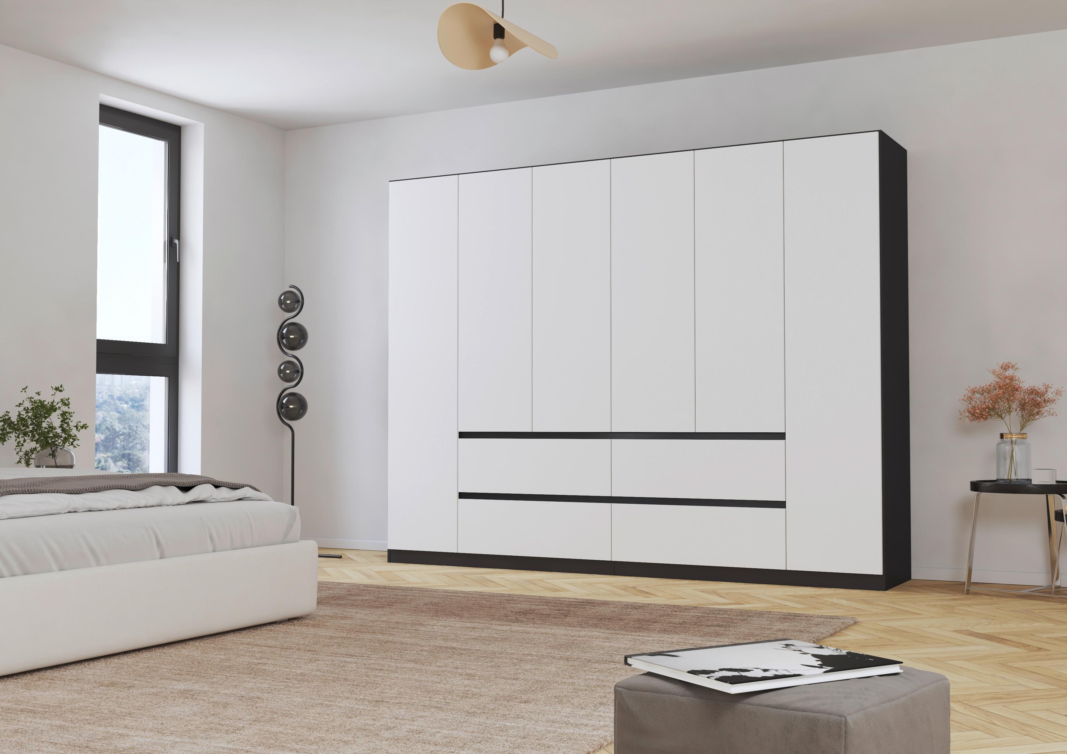 Drehtürenschrank Mainz Grau/Weiß B: 271 cm - Weiß/Grau, Basics, Holzwerkstoff (271/210/54cm) - Rauch Möbel