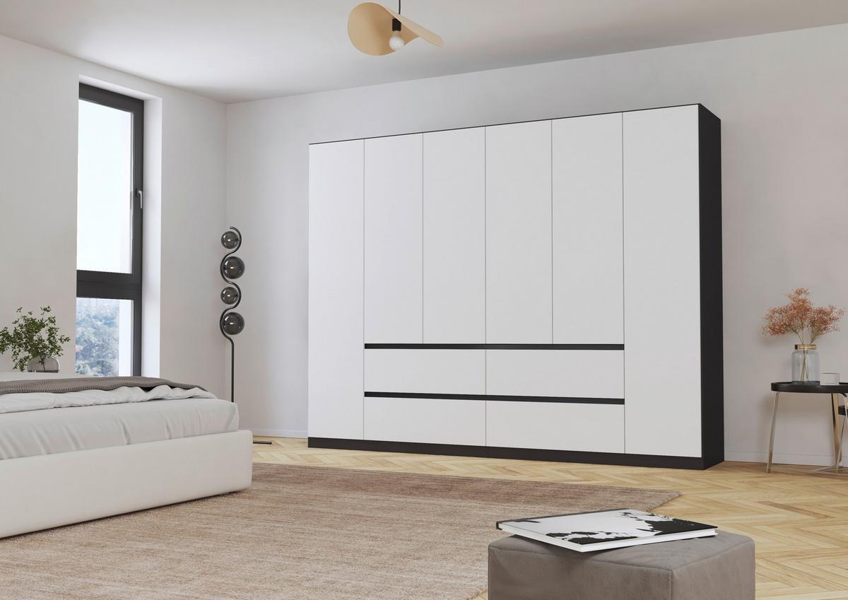 Drehtürenschrank Mainz Grau/Weiß B: 271 cm - Weiß/Grau, Basics, Holzwerkstoff (271/210/54cm) - Rauch Möbel