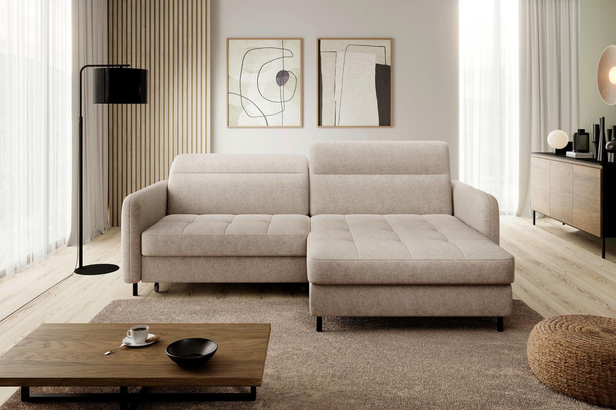 Ecksofa Gomsi Beige S: 228x165 cm - Beige/Schwarz, Design, Textil (228/165cm) - MID.YOU