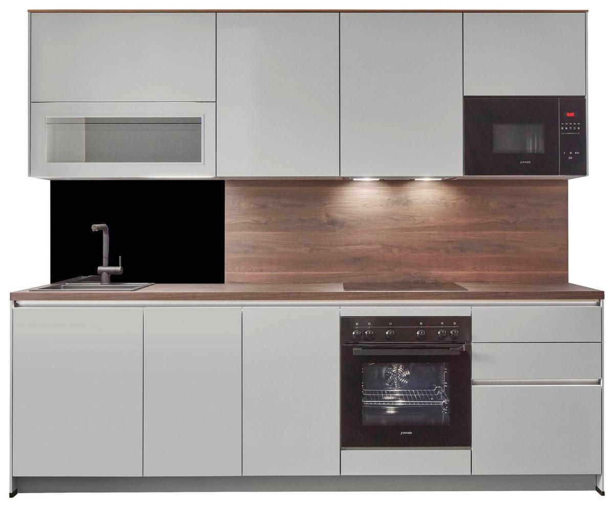 Küchenblock Sidney - Walnussfarben/Grau, Basics, Holzwerkstoff (272cm) - Vertico