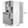 Eckschrank Begehbar mit Regal 120cm Box, Eiche Dekor/Weiß - Eichefarben/Weiß, MODERN, Holzwerkstoff (120/205/150cm) - Ondega