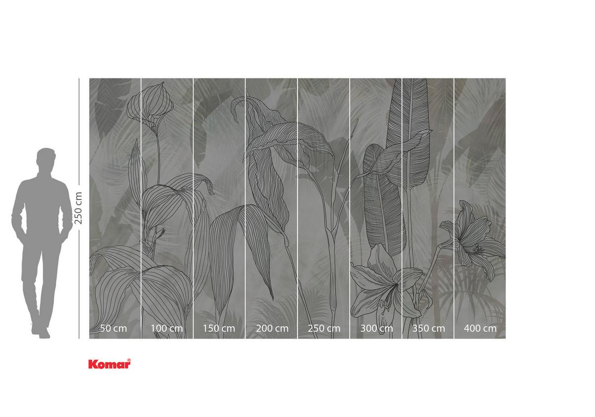 Vliestapete Linierte Lilien - Beige/Weiß, Basics (400/250cm) - Komar