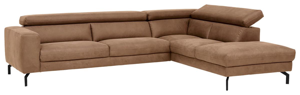 Ecksofa California - Schwarz/Braun, MODERN, Textil (305/233cm) - Trendmanufaktur