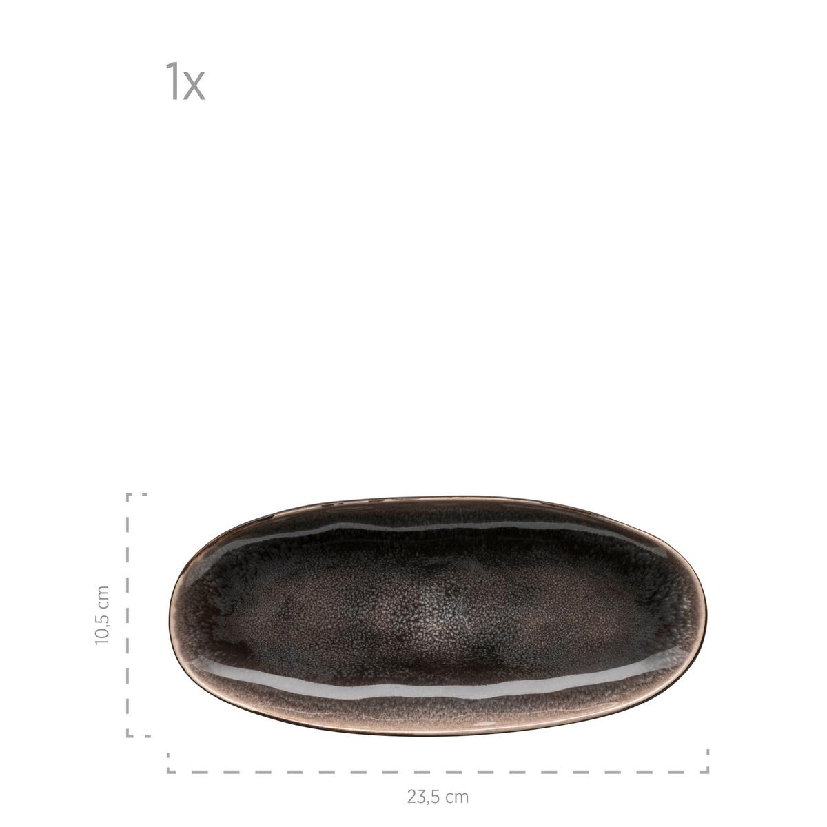Servierplatte Niara Organic Braun Schwarz - Schwarz/Braun, Basics, Keramik (33/19cm) - Mäser
