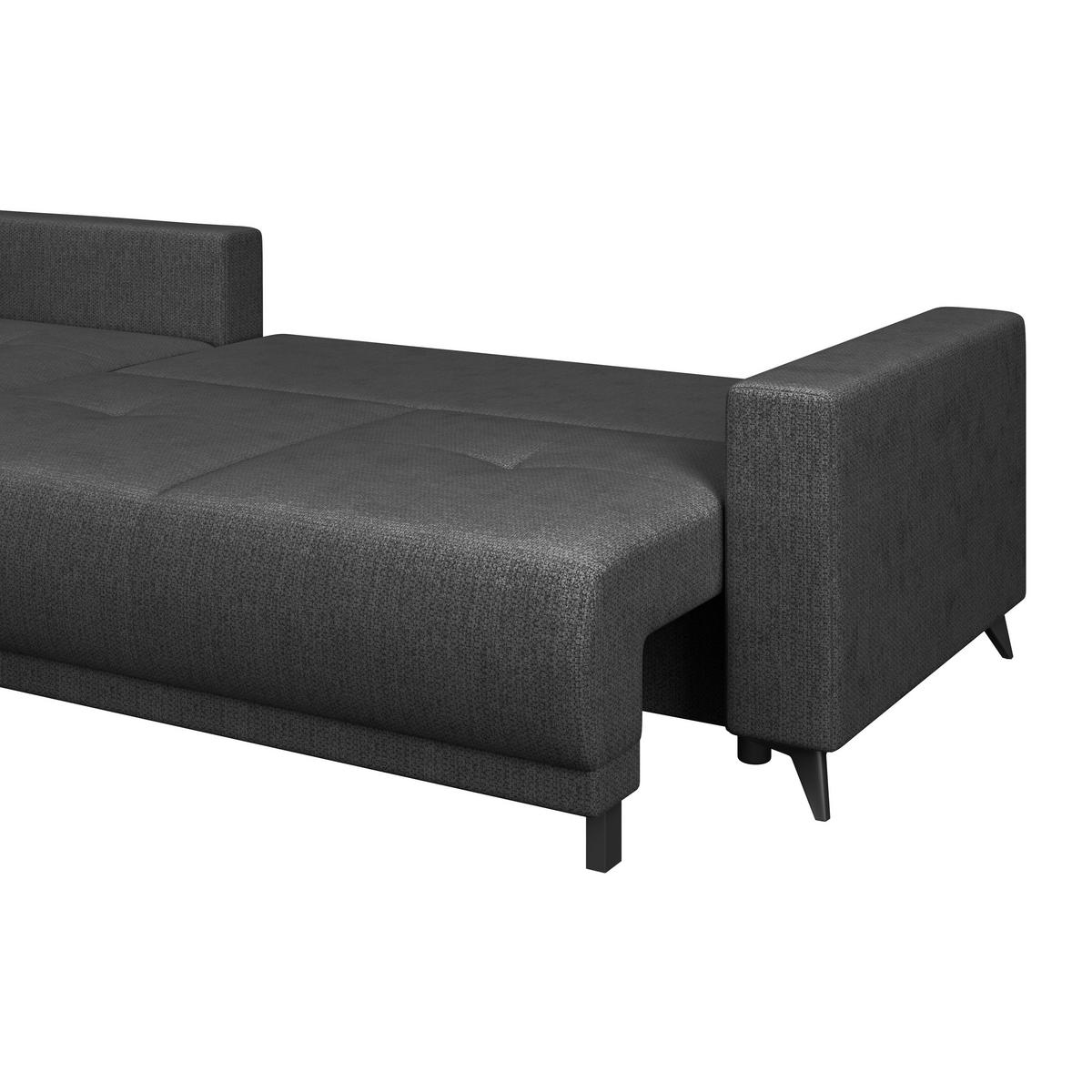 Ecksofa mit Schlaffunktion & Bettkasten Texas Erdfarben - Graubraun/Schwarz, KONVENTIONELL, Holz (203/259cm)