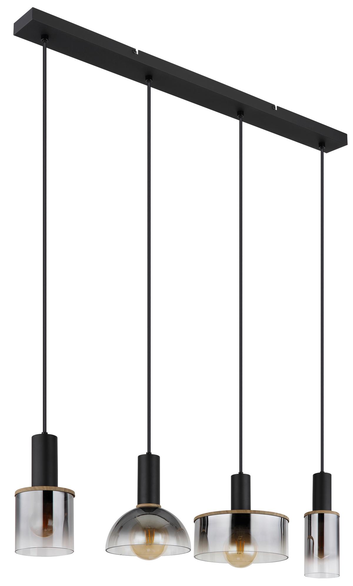 Hängeleuchte 15551-4h - Dunkelbraun/Schwarz, Basics, Glas/Kunststoff (105/25/120cm) - Globo