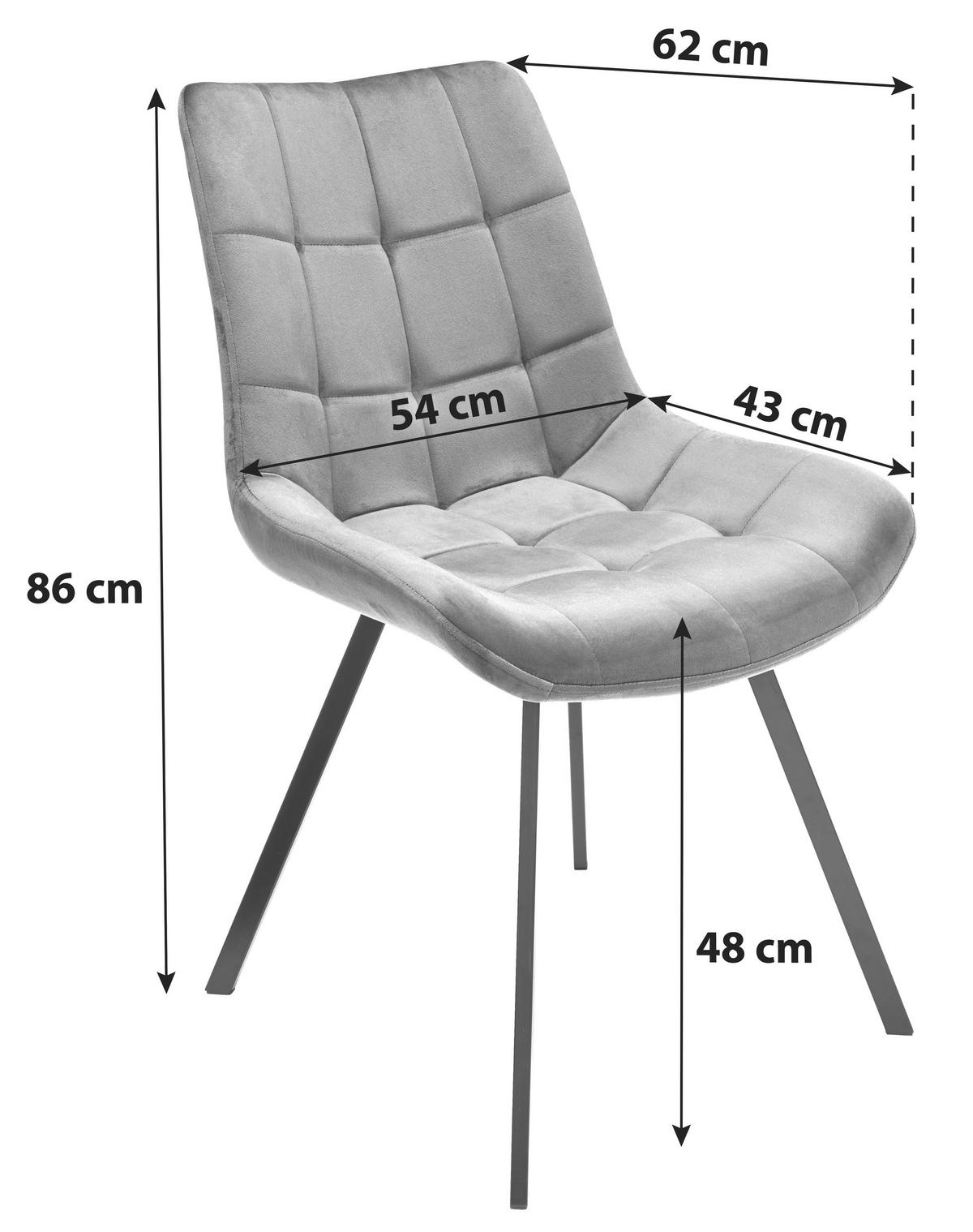 Schalenstuhl Chris Grün Samt Gepolstert - Schwarz/Grün, MODERN, Textil/Metall (54/86/62cm) - Luca Bessoni