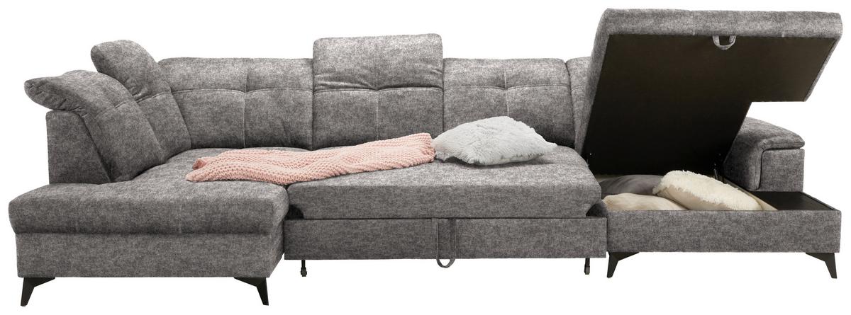 Sedacia súprava U SIERRA, ľavá, sivobéžová INFINITY - čierna/sivohnedá, Modern, kov/textil (230/364/181cm) - Mömax